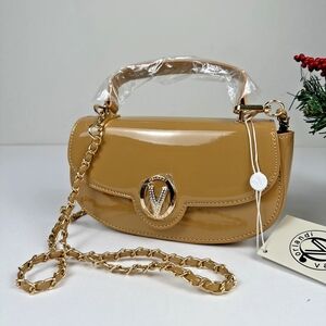 Valentino Orlandi Glossy Tan Crossbody Bag